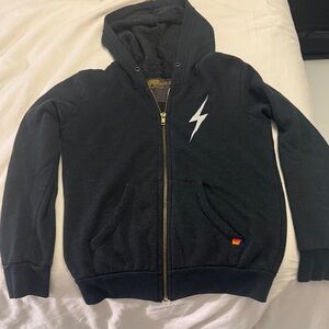 Aviator Nation Kids Black Hoodie with Lightning Bolt